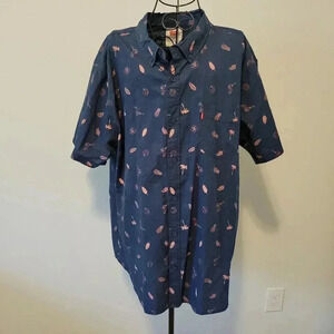Levi's Shirt XXL NWT Men's Cruise Wear Button Up Navy Blue Flamingo Pineapples
